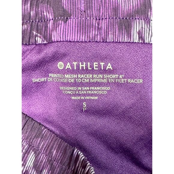 ATHLETA Purple Printed Mesh Racer Run Shorts, 4", Sz S - Picture 7 of 7